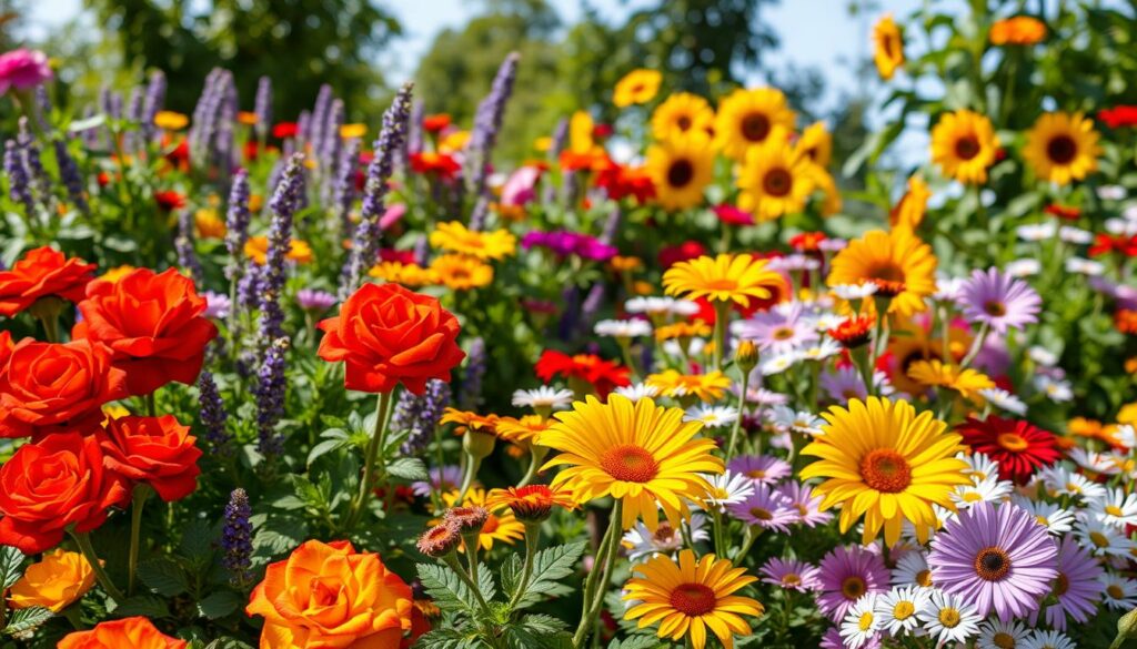 vibrant garden flowers