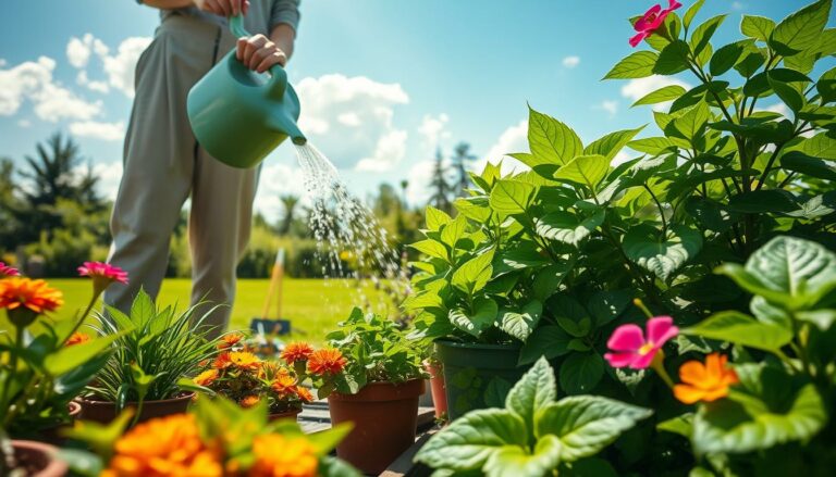 watering plants summer