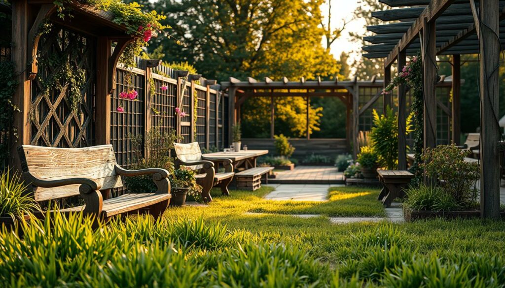 wooden garden features